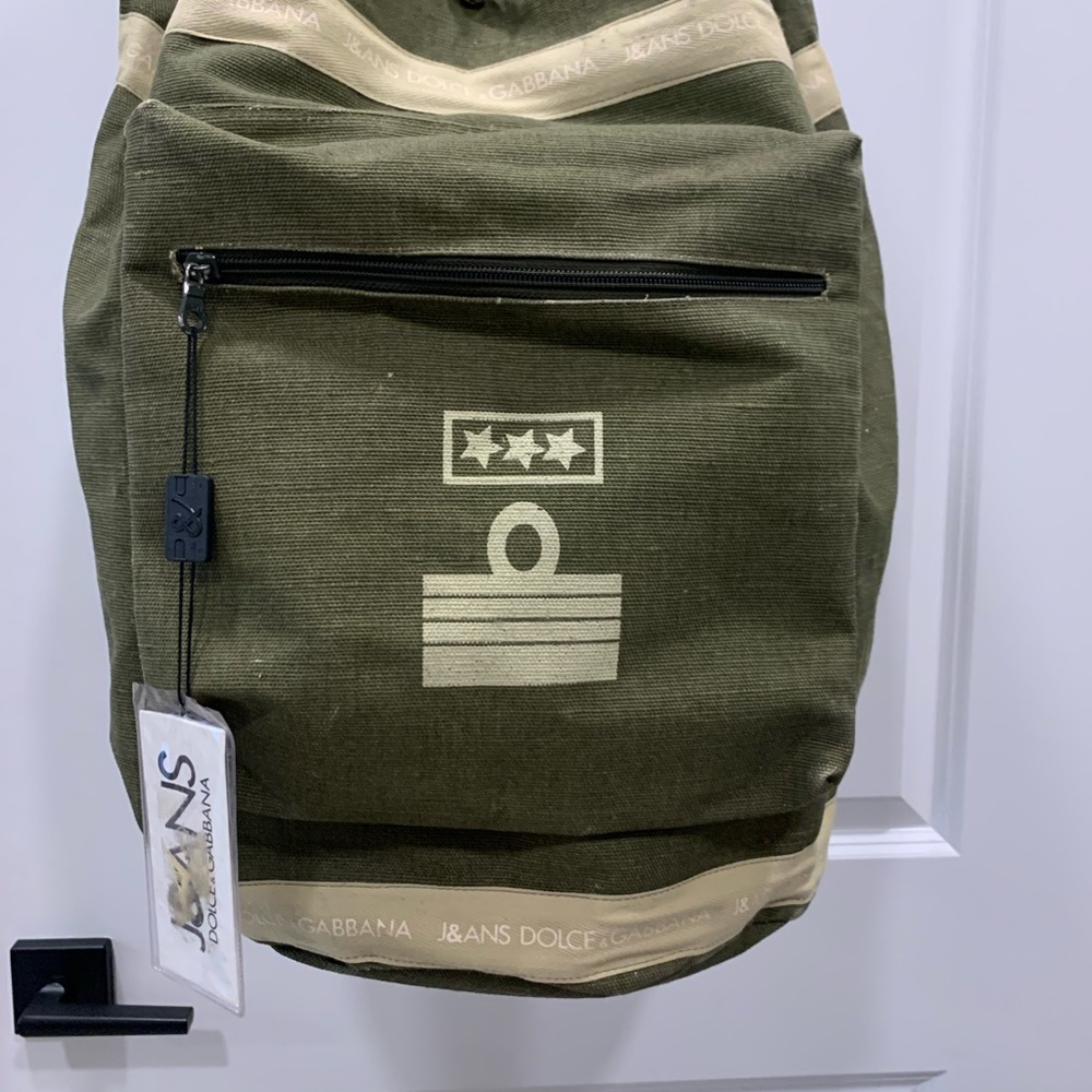 J&ANS Dolce & Gabbana Army Green Duffel Bag Drawstring Travel Bag Oversized Rare - Picture 5 of 16